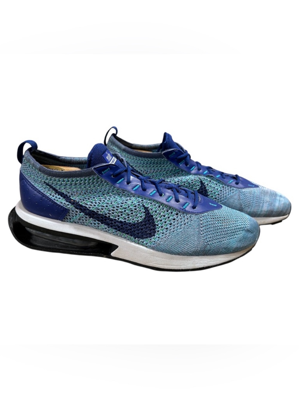 Nike Air Max Flyknit Racer Royal Blue Algae Mens Running Sneaker Sz12 FD2765-400
